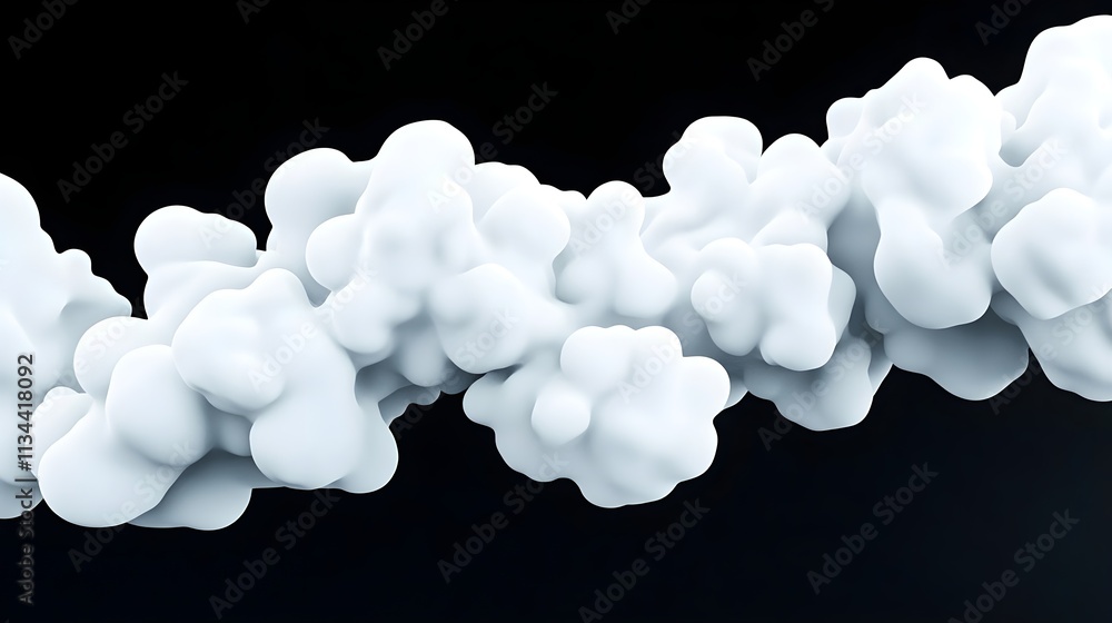 Poster abstract white cloud formations on black background representing data and creativity concepts