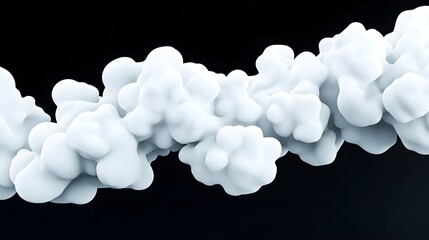 Abstract White Cloud Formations on Black Background Representing Data and Creativity Concepts