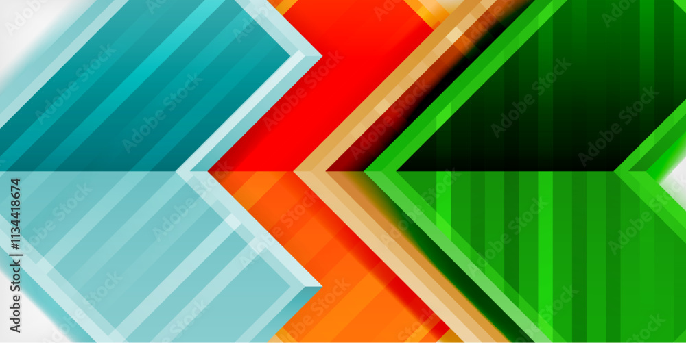 Poster Arrow symbols created with 3d effects and line texture geometric abstract background