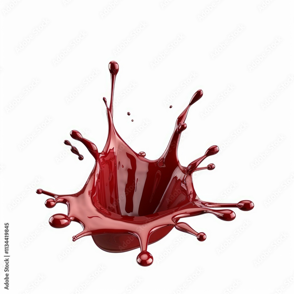 Poster red liquid splashing and creating a crown shape, isolated on white background