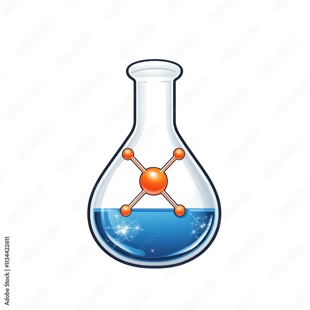 Aufkleber science experiment: molecular structure in erlenmeyer flask