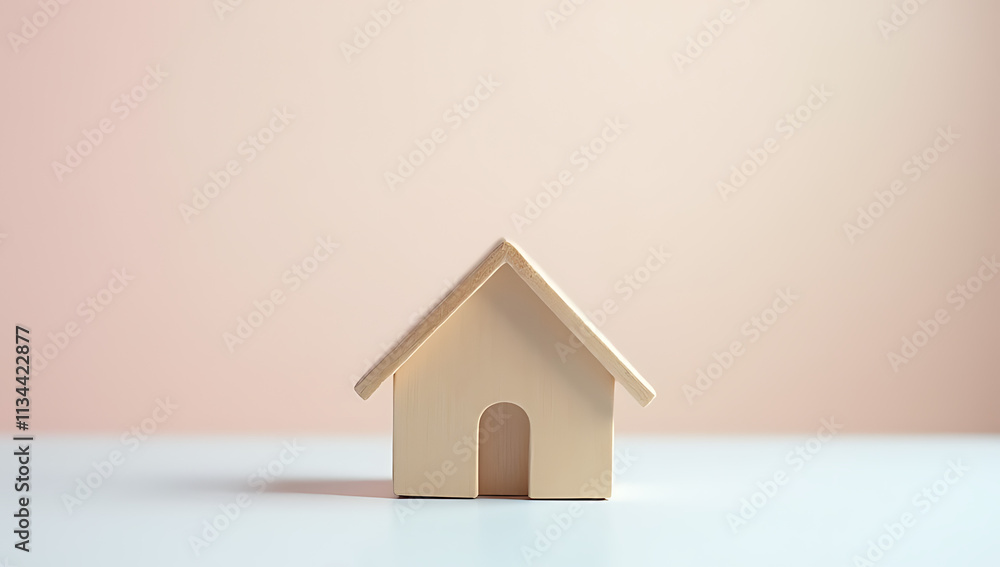 Aufkleber a model house with selective focus stands out against a soft pastel colored background used in busin
