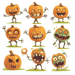 Spooky Halloween Pumpkin Characters