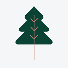Vector illustration flat design like spruce leaf dark green color.