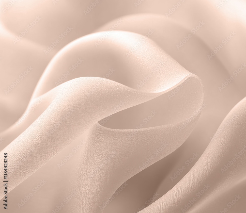 Poster a light beige mocha mousse silk fabric with an extremely smooth texture, creating soft folds and rip