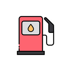 icon Illustration of gas pump design with fuel droplet, ideal for gas stations, petroleum industry, and automotive themed designs. isolated white background editable, eps 10.