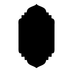 Old traditional islamic window shape in oriental style. Black silhouette eid mubarak decorative frames  mosque borders