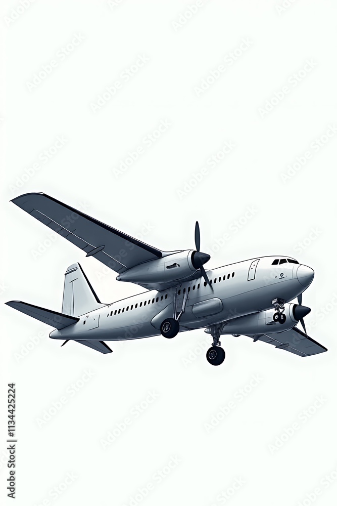 Poster a detailed illustration of a model airplane with clipping paths available for easy removal from the 