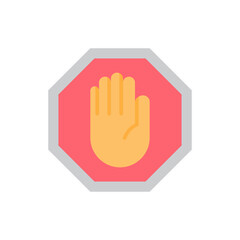 Obraz premium Stop sign icon with palm inside octagon shape perfect for safety presentations or educational material about traffic rules.isolated white background editable,eps 10.