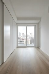 Fototapeta premium Minimalist Modern Living Room With City View