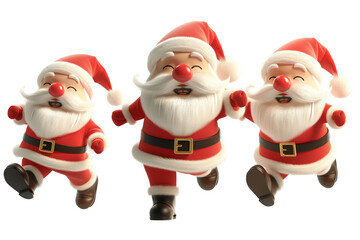 Obraz premium Three Jolly Santas in Festive Dance