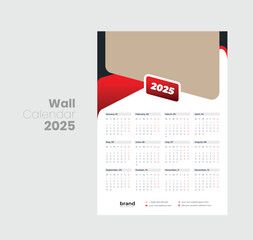 Wall calendar 2025 template design
