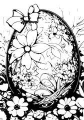 Easter egg coloring book with flowers
