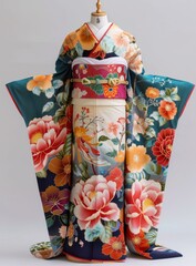 Naklejka premium A kimono with a floral pattern