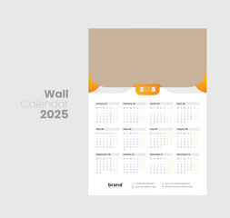 Wall calendar 2025 template design
