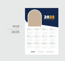 Wall calendar 2025 template design
