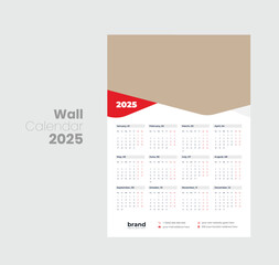 Wall calendar 2025 template design
