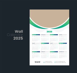 Wall calendar 2025 template design
