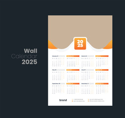 Wall calendar 2025 template design
