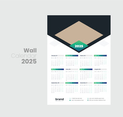 Wall calendar 2025 template design
