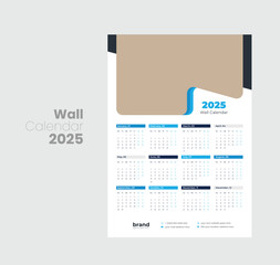 Wall calendar 2025 template design

