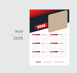 Wall calendar 2025 template design
