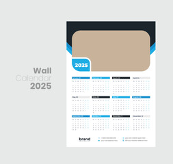 Wall calendar 2025 template design
