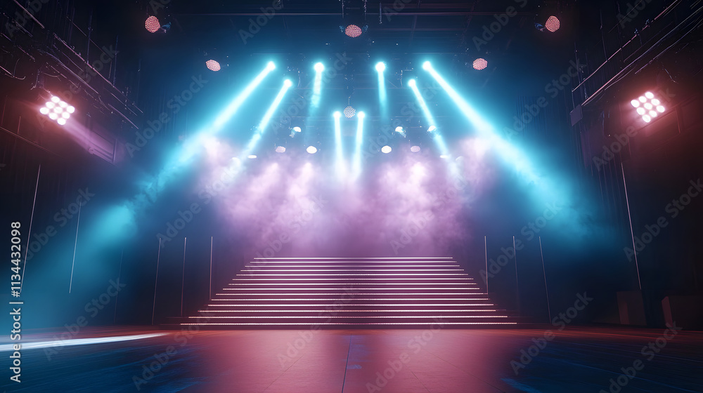 Poster lighting ramp with powerful spotlights for creating artificial lighting when working in the theater,