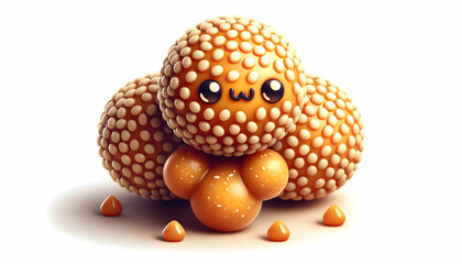 Obraz premium 3D Vector image of tilgul sweets (sesame balls) isolated on white background. concept as A detailed vector illustration of traditional tilgul sweets made of sesame seeds and jaggery symbolizing sweetn