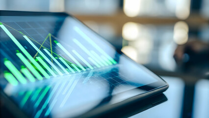 Close Up of Laptop Showing Eco Friendly Financial Dashboard with Green Analytics Symbolizing Digital Sustainability in Finance