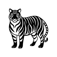 Obraz premium tiger silhouette, black and white silhouette, vector and&nbsp;illustration