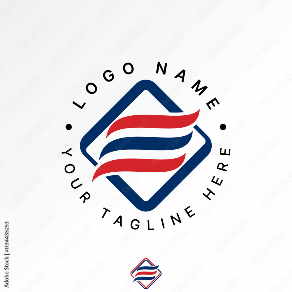 Poster logo design graphic concept creative premium vector stock image graphic three swoosh wave initial e 