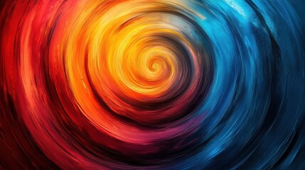 Fototapeta premium Swirling fusion of warm and cool hues creating a mesmerizing vortex of color and movement in a captivating abstract design