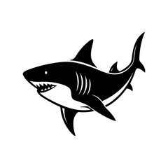 shark silhouette, black and white silhouette, vector and illustration