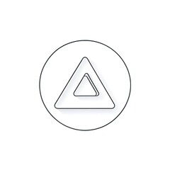 Triangle in Circle Icon: Minimalist black and white vector illustration of a triangle icon inside a circle, representing warning, caution, attention, alert, danger, hazard, safety, security.