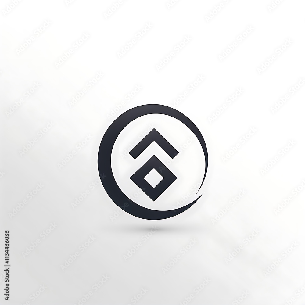 Poster abstract circular logo design with upward arrow