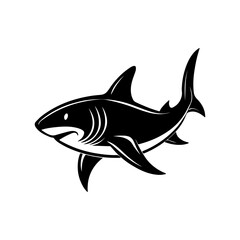 shark silhouette, black and white silhouette, vector and illustration