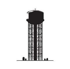 water storage tower silhouette vector illustration