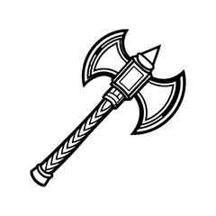 axe line art, black outline, vector and illustration, line art and outline