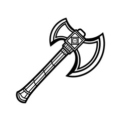 axe line art, black outline, vector and illustration, line art and outline