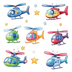 Adorable Cartoon Helicopters Collection: A Whimsical Flight of Fantasy