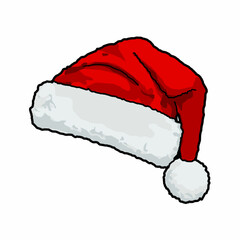 Red Santa Claus hat cap isolated on white background