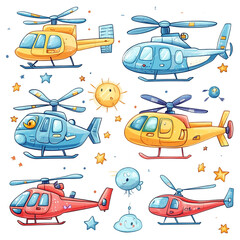 Adorable Cartoon Helicopters Collection: A Whimsical Flight of Fantasy