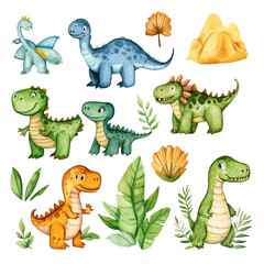 Adorable Watercolor Dinosaurs: A Prehistoric Paradise