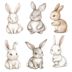 Fototapeta premium Adorable Collection of Six Cute Bunnies