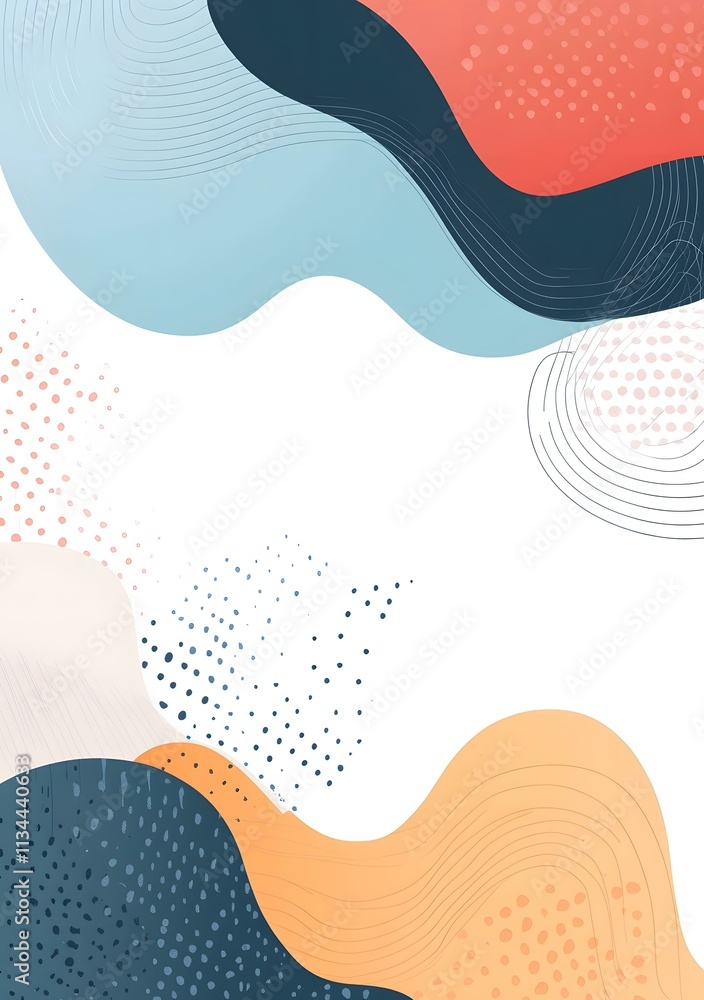 Poster abstract colorful background with wavy lines and dots