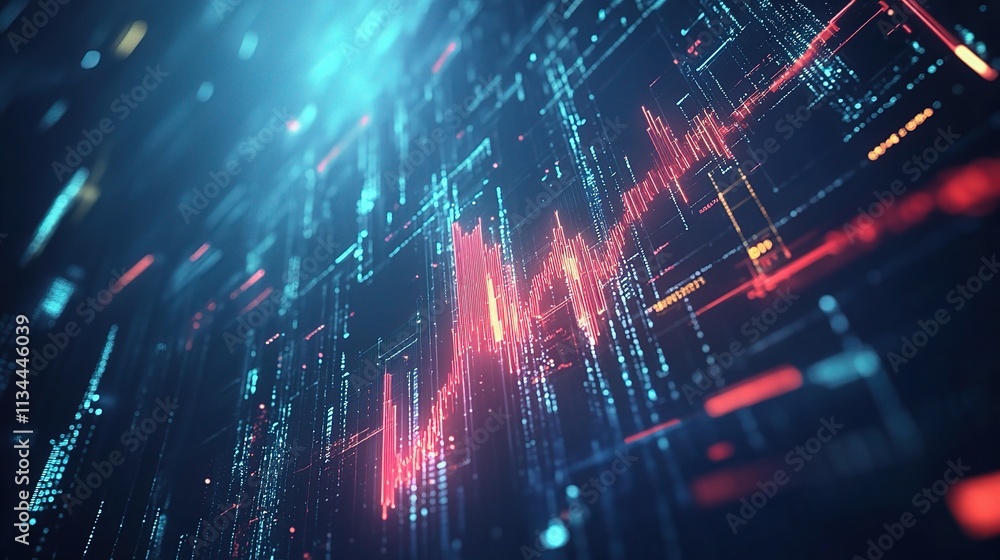 Poster abstract rising arrow chart technology background with data elements