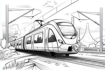 Modern Train Arriving at City Station