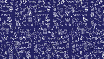 Christmas and New Year Pattern | Festive Dark Blue Design