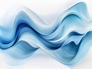 Abstract blue waves with brushstroke textures on a white background, evoking elegance and fluidity.
